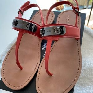 Coach Gracie Semi Matt Calf Flat Sandals
